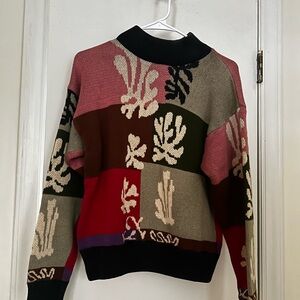 Vintage Patchwork Turtleneck Sweater - 100% cotton